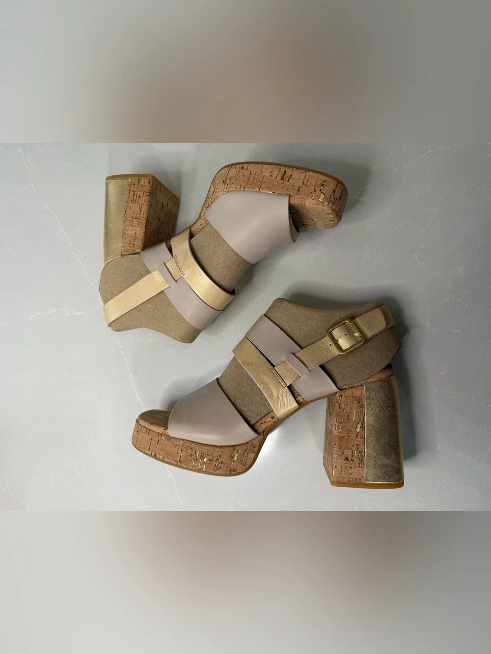 New Kork-Ease Maxi Platform Sandals Nude Gold Cork, 9